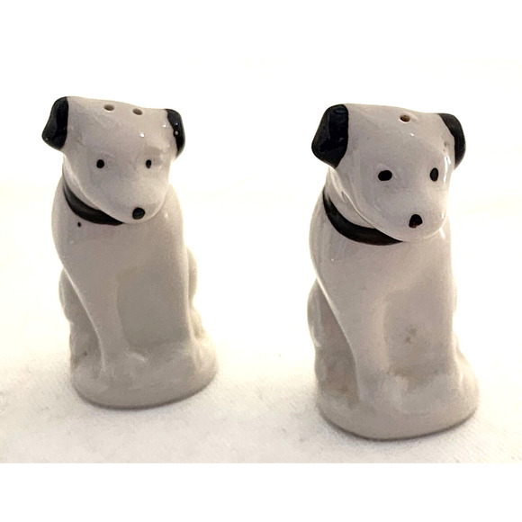 SALT & PEPPER SHAKERS-VICTOR & NIPPER RCA DOGS-White & Black-Small-Orig Stoppers - Picture 1 of 10